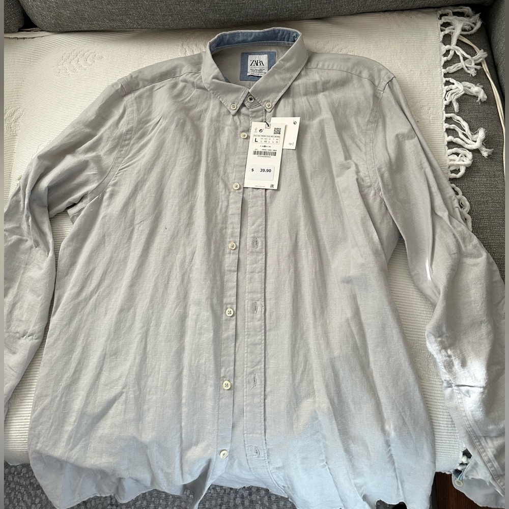 Zara Men - Linen button down shirt, casual. New with tags.